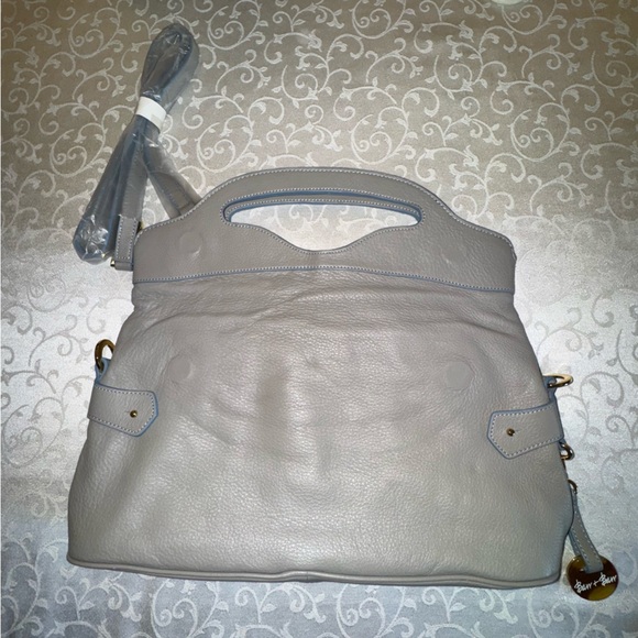 Barr & Barr Handbags - Barr & Barr Gray Leather Fold Over Bag
